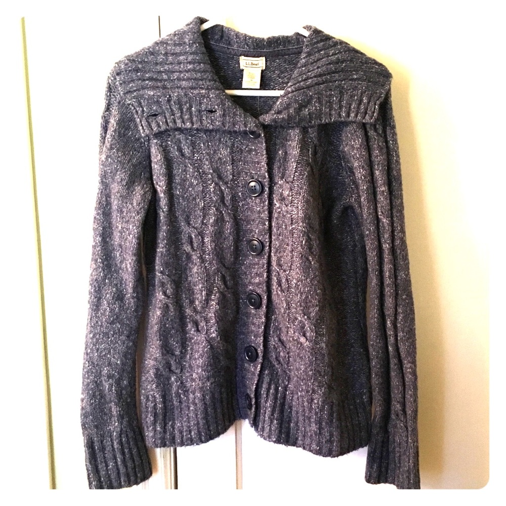 LL Bean Long Sleeve Button Up Wool Blend Sweater